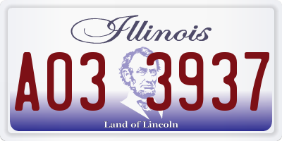 IL license plate A033937