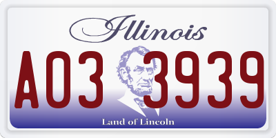 IL license plate A033939