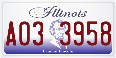 IL license plate A033958