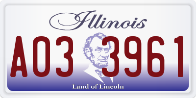IL license plate A033961