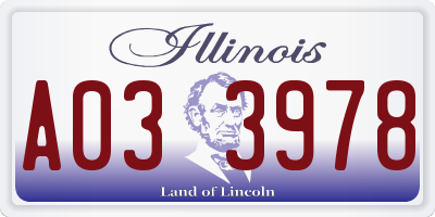IL license plate A033978