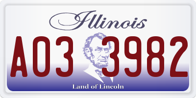 IL license plate A033982