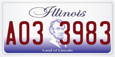 IL license plate A033983