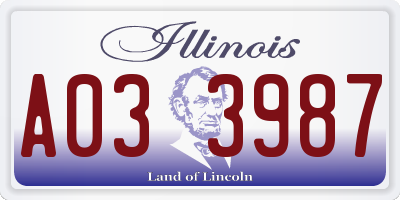 IL license plate A033987