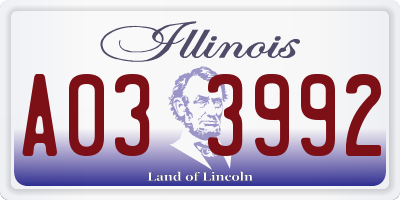 IL license plate A033992