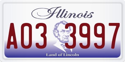 IL license plate A033997