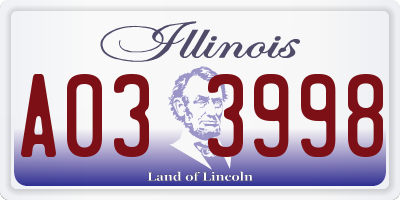 IL license plate A033998
