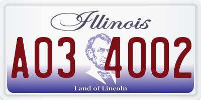 IL license plate A034002