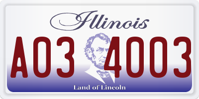 IL license plate A034003