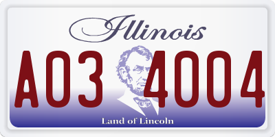 IL license plate A034004