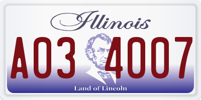 IL license plate A034007