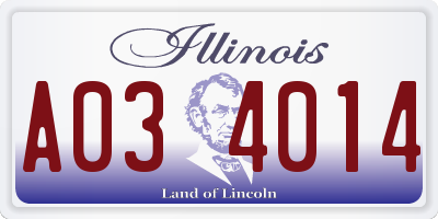 IL license plate A034014
