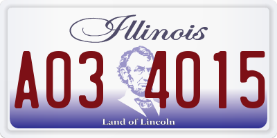 IL license plate A034015