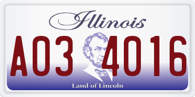 IL license plate A034016