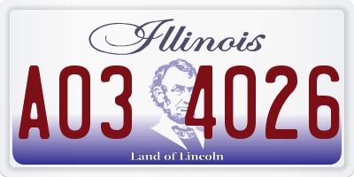 IL license plate A034026