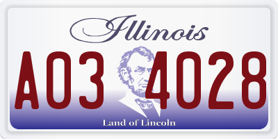 IL license plate A034028