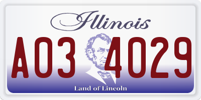 IL license plate A034029