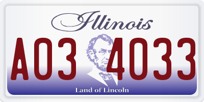 IL license plate A034033