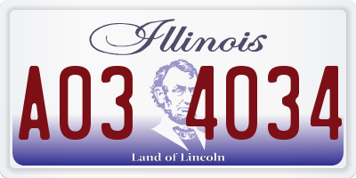 IL license plate A034034