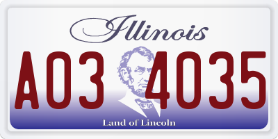 IL license plate A034035