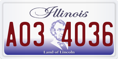 IL license plate A034036
