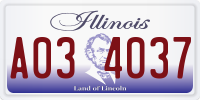 IL license plate A034037