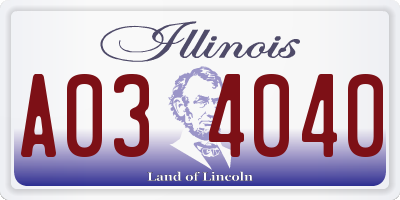 IL license plate A034040