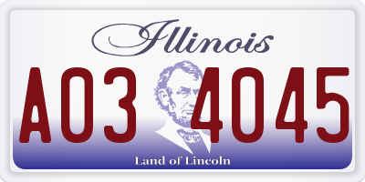 IL license plate A034045