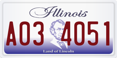 IL license plate A034051