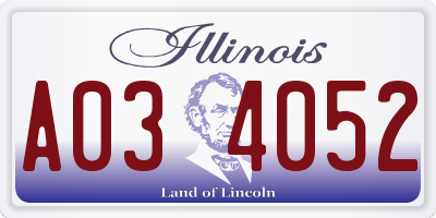 IL license plate A034052