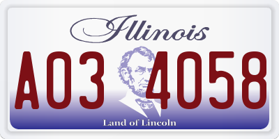 IL license plate A034058
