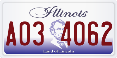 IL license plate A034062
