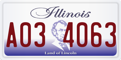 IL license plate A034063