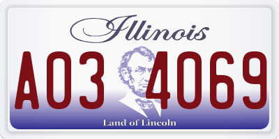 IL license plate A034069