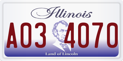 IL license plate A034070