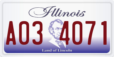 IL license plate A034071