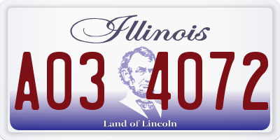 IL license plate A034072