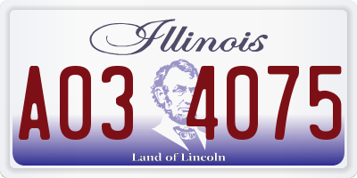 IL license plate A034075