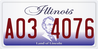 IL license plate A034076