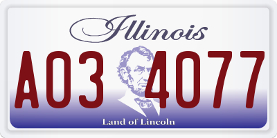 IL license plate A034077