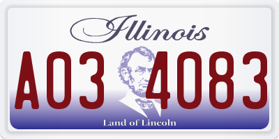 IL license plate A034083