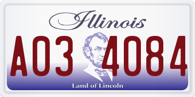 IL license plate A034084