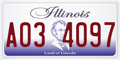IL license plate A034097
