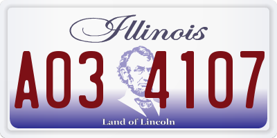 IL license plate A034107