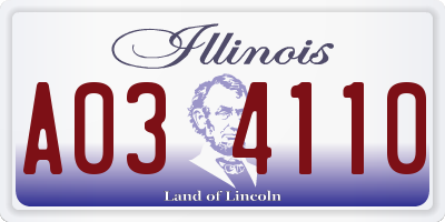 IL license plate A034110