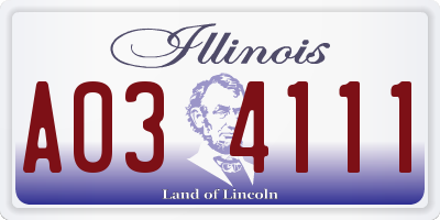 IL license plate A034111