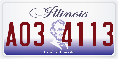 IL license plate A034113