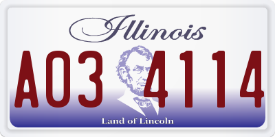 IL license plate A034114