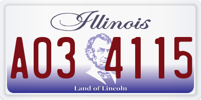 IL license plate A034115