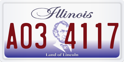 IL license plate A034117